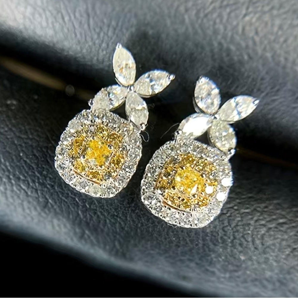 Butterfly Zircon Square Pierced Earrings-One Pair
